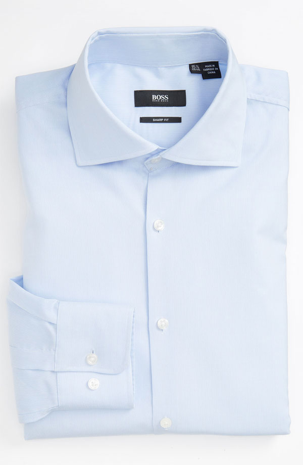 BOSS HUGO BOSS ‘Miles’ Solid Cotton Sharp Fit Dress Shirt :: FOOYOH ...