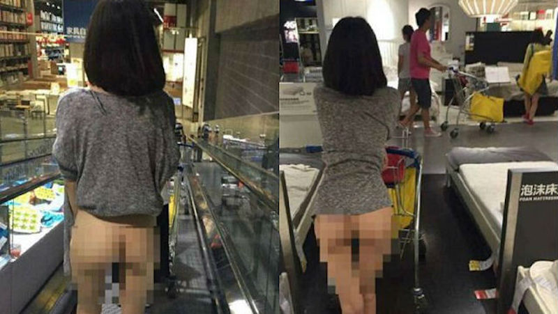 They're now under fire for showing a woman and her cheeky bum shopping at their Beijing locat...